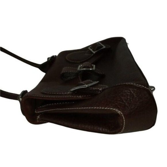 Cynthia Rowley Bag, Trapezoid Top Handle Purse, Brown Leather Handbag, Textured - Picture 4 of 10